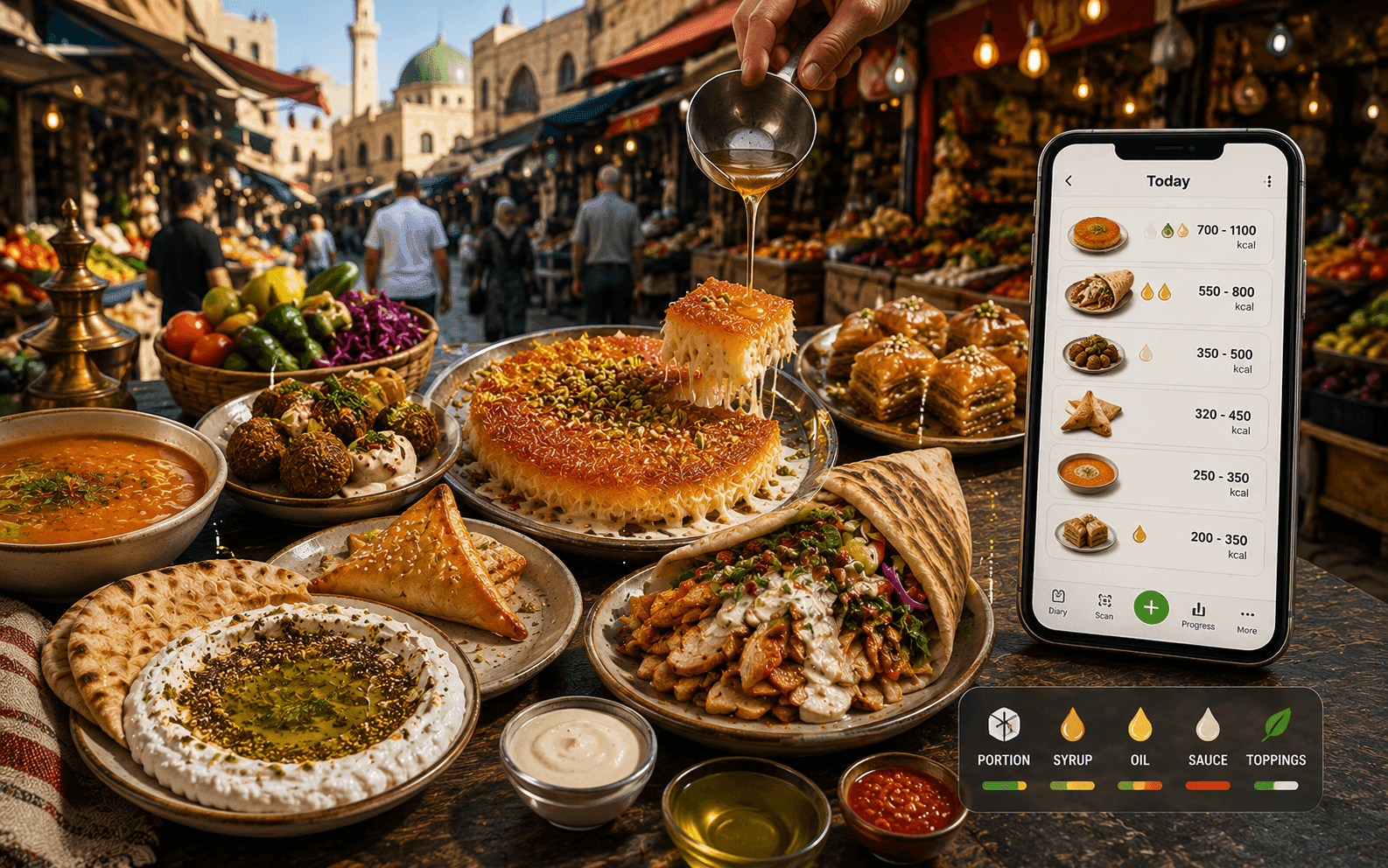 Ramla Street Food Calories: Knafeh, Baklava, Sambusak & More