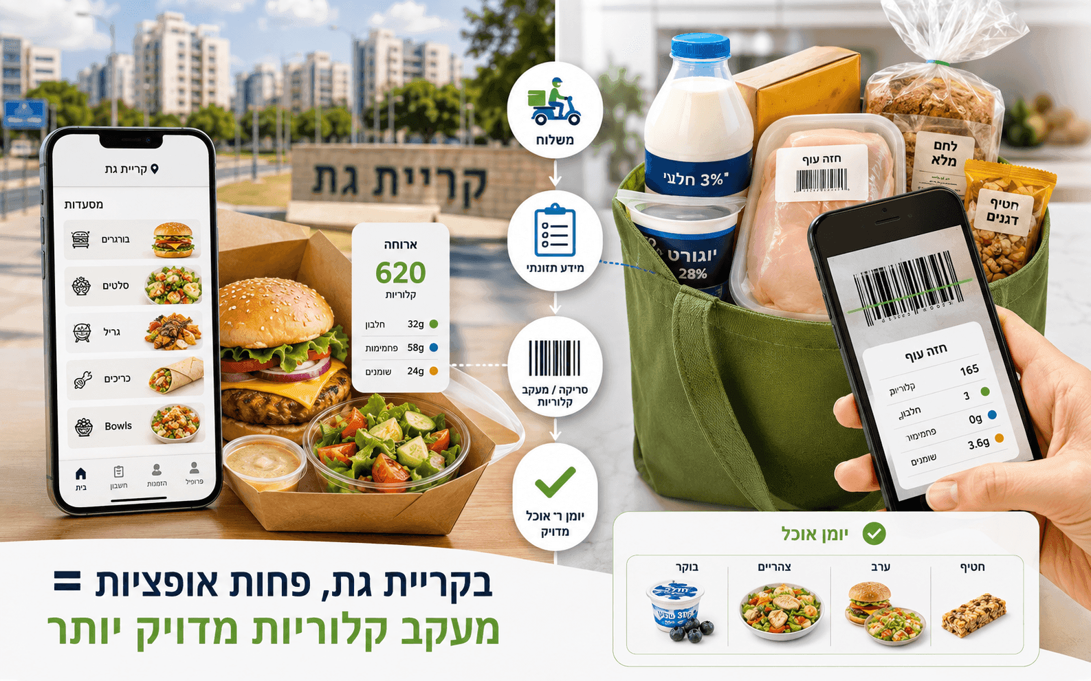 מעקב קלורי בקריית גת: איך משלוחים וקניות מהמכולת יכולים לשפר את הדיוק